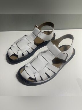 The Row White Woven Leather Fisherman Sandals